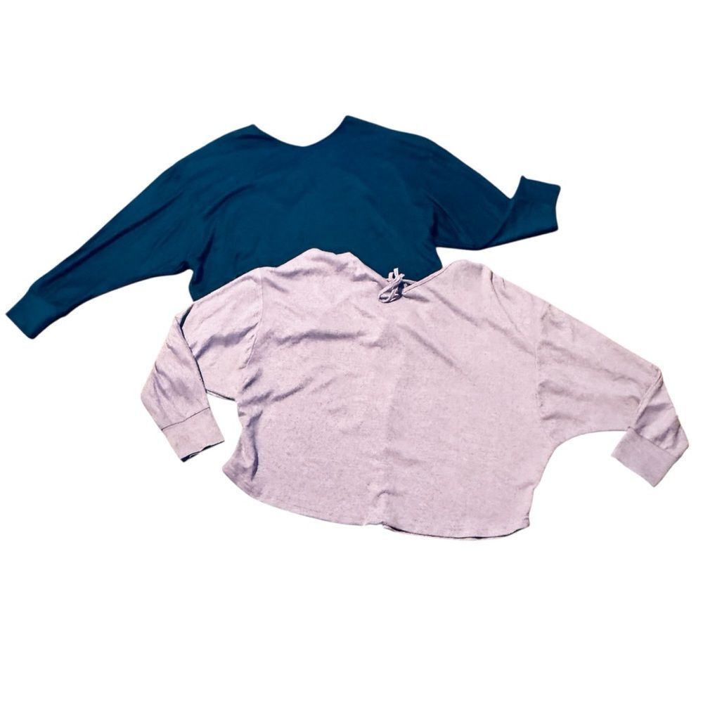 SHEIN Bundle of 2 Dolman Sleeve Tie Back Sweaters Dark Blue Lavender Size Large - Picture 1 of 11